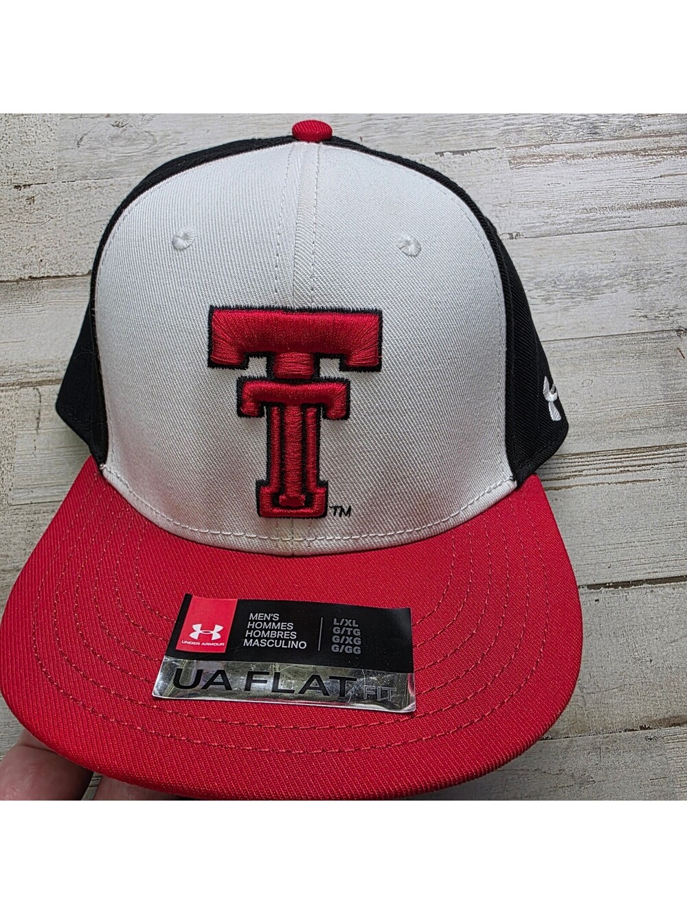 Under Armour Texas Tech L/XL UA Flat Hat Raised Embroidered Logo Red Raiders NWT